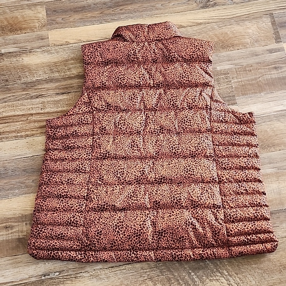 Lands End Women's Cheetah Print Puffer Vest Sz 1X - Picture 4 of 5